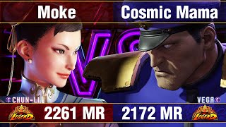 【スト6】もけ vs 宇宙ママ (チュンリー/春麗 vs ベガ) SF6 Moke vs CosmicMama (Chun li vs M.Bison)