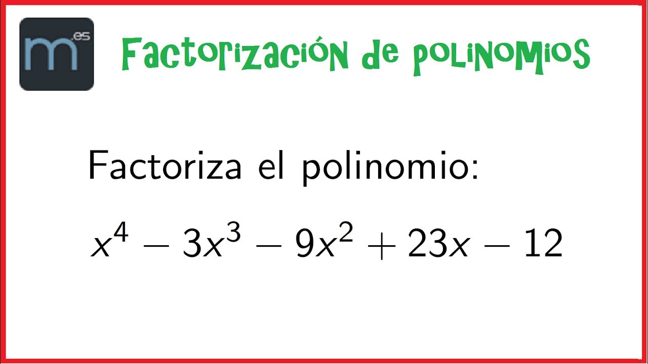 Factorización De Polinomios Youtube