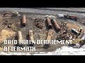 Aerial view of Ohio train derailment aftermath