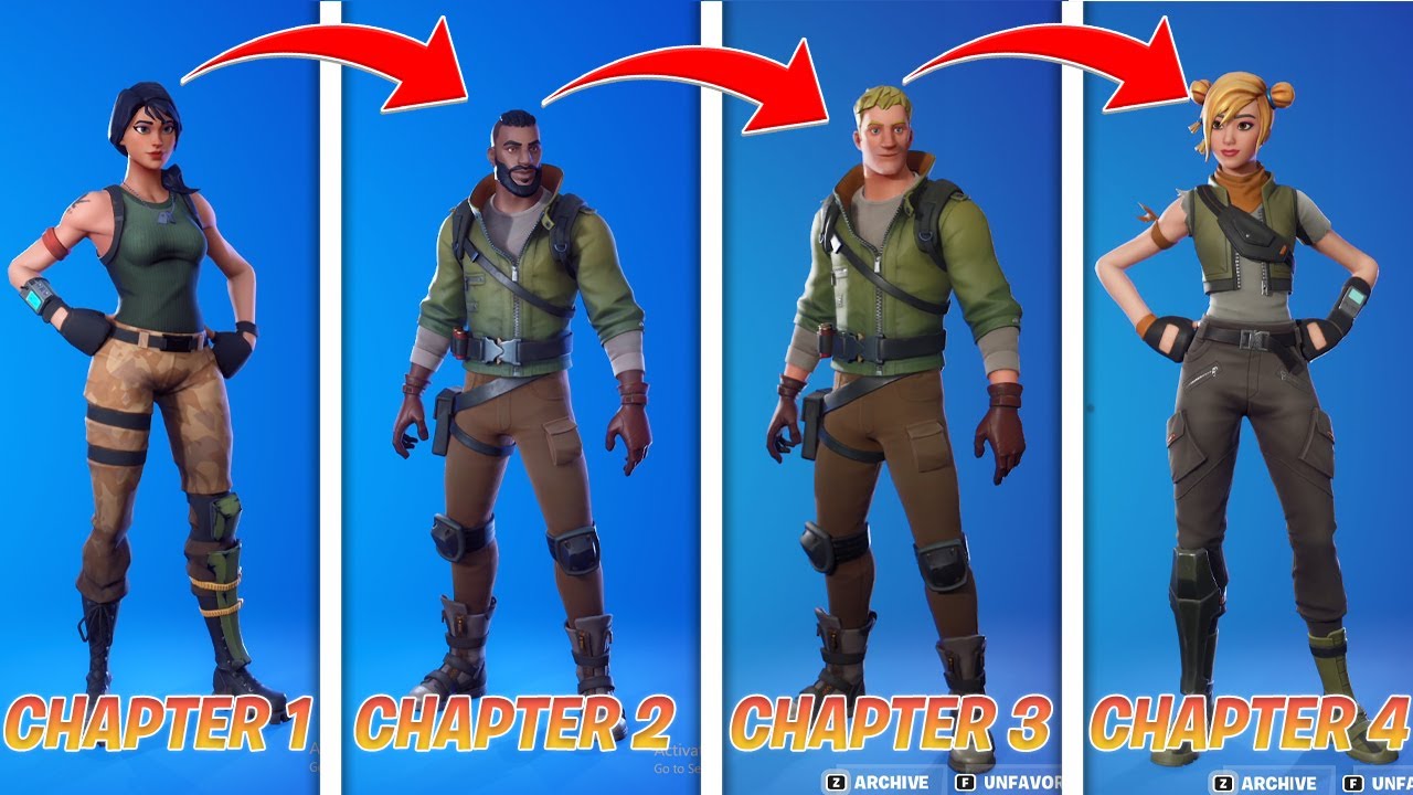 Evolution Of All Default Skins In Fortnite Battle Royale (Chapter 1 ...