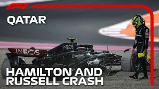 Hamilton and Russell Crash on Opening Lap | 2023 Qatar Grand Prix
