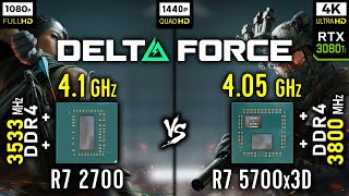 Ryzen 7 2700 vs Ryzen 7 5700x3D in Delta Force | RTX 3080 Ti [ 1080p vs 1440p vs 4K ]