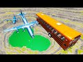 Beamng drive - Throwing Cars At The Blue Antonov Airplanes | BeamNG-Destruction