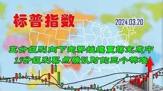 【两条均线看涨跌】美股|标普指数五分级别向下走势继续震荡完成中（202403200722）