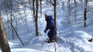 How to go downhill on snowshoes