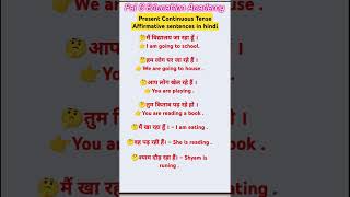 Present Continuous Tense |  Affirmative Sentences In Hindi | hindi to english translation