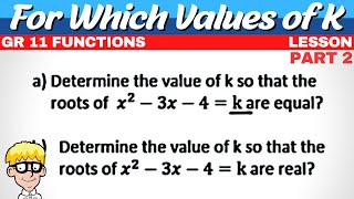 For Which Values of K |  Grade 11 Functions