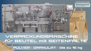 Automatische VERPACKUNGSMASCHINE für BEUTEL mit SEITENFALTE | Gekupack® Verpackungstechnik