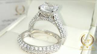 Brilliant Bridal Set | 4.2CTW Cushion Colorless Moissanite Bridal Set | Engagement Ring.