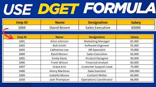 Power of DGET Formula in Excel | Extract Specific Data with Criteria