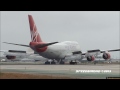 virgin atlantic airways cosmic girl boeing 747 41r g vwow landing and close up taxi