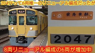 【2047編成って国分寺線唯一のリニューアル編成だったが…】西武2000系2047F 国分寺線に8000系が導入されるが2000系の6両編成が増えてるのが謎です