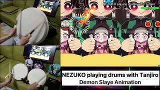 NEZUKO playing drums with Tanjiro (Demon Slayer) 🥁