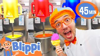 Blippi Makes Rainbow Ice Cream with Fruit! Learn Colors for Kids