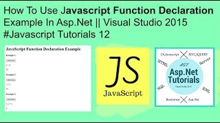 How to use javascript function declaration in asp.net || visual studio 2015 #javascript tutorials 12