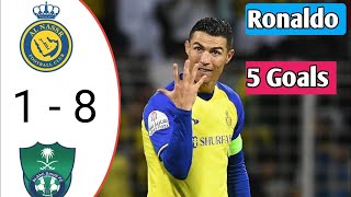 5 goles de Cristiano Ronaldo 🔥⚽ Al Nassr vs Abha ( 8-1 ) Todos los goles y resumen 2023