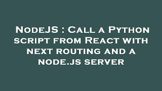 NodeJS : Call a Python script from React with next routing and a node.js server