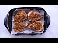 ‘crumble’ stuffed pears with honey yoghurt