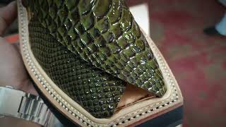 Special Crocodile Print Kaptaan Chappal 😍🥰 #chachanoordin #kaptaanchappal #handmade