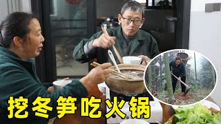 幺妈挖冬笋回来熬底汤，摘点菜来煮火锅吃，浑身都吃暖了！【幺妈和幺叔】