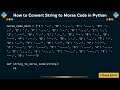 How to Convert String to Morse Code in Python