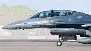 F-16 Fighting Falcon Fighter Jet Take Off, Flight and Landing US Air Force