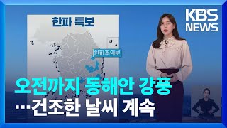 [특보 날씨] 오전까지 동해안 강풍…건조한 날씨 계속 / KBS  2022.03.06.