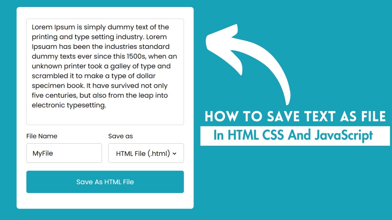 How To Create Save Text As File In Html Css Javascript Convert Text