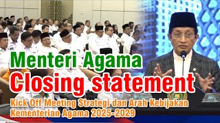 Closing statement Menteri Agama pada acara pembukaan RAKORNAS