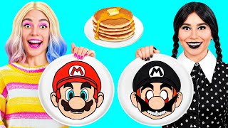 Pancake Art Challenge with Wednesday Addams | Funny Food Situations by BaRaDa Gold Challenge