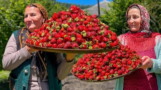 صنع مربى الفراولة الربيعية والكيك اللذيذ! | الحياة في القرية