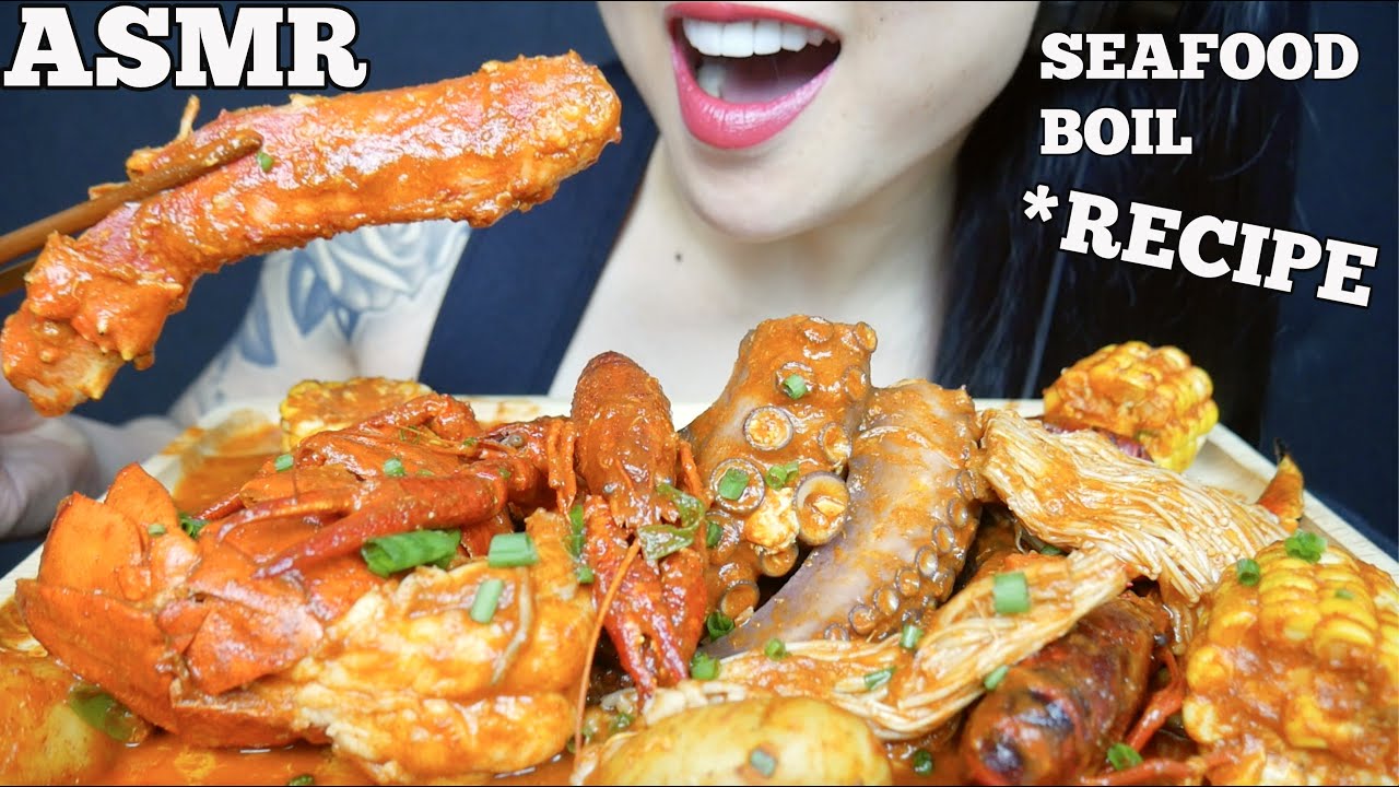 ASMR SEAFOOD BOIL With RECIPE *KING CRAB + LOBSTER + OCTOPUS (EATING ...