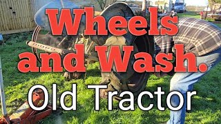 Wheels off and Pressur wash. Old Ferguson Tractor.