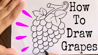 Learn to draw Grapes🍇| Easy grapes drawing for kids & beginners | draw with me super easy tutorial