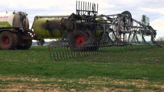 *4K* Spreading Liquid Digestate - Claas Xerion \u0026 SGT Tanker