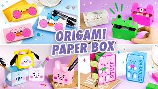 4 Идеи Оригами Коробочек из бумаги | Origami Pencil Box & Organizer ideas
