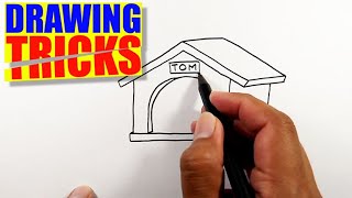 How to draw a dog house step by step easy | Dog House Drawing