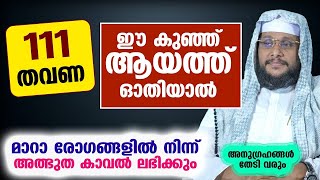 111 തവണ ഈ കുഞ്ഞ്ആയത്ത്ഓതിയാല്‍ മാറാ രോഗങ്ങളില്‍ നിന്ന് അത്ഭുത കാവല്‍ ലഭിക്കും | noushad baqavi