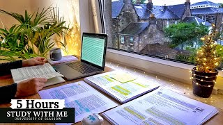 5 HOUR STUDY WITH ME | Background noise, Rain Sound, 10-min Break, No music, Study with Merve