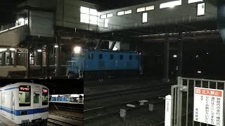 【秩父鉄道】デキ302号(水色)牽引貨物列車\u0026デキ504号牽引貨物列車の行き違い　寄居駅にて