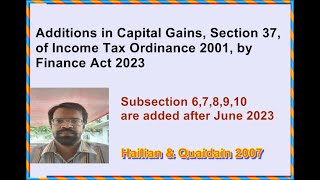 Section 37, Capital Gain, New Additions in Section 37 of Income Tax Ordinance 2001