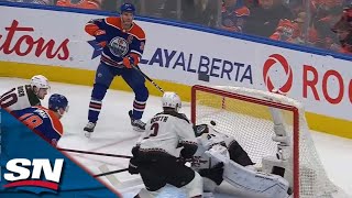 Oilers' Connor McDavid Uses Connor Ingram's Head To Bank In Goal From Impossible Angle vs. Coyotes