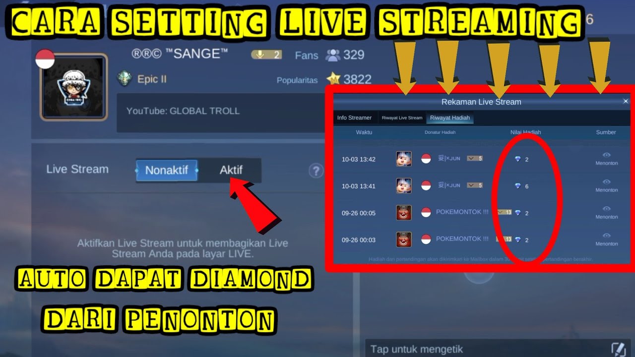 Tutorial Setting Live Streaming Di Aplikasi Mobile Legends Youtube