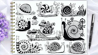 🌼How To Draw Beautiful Zentangle Snail | Zentangle snail🌼