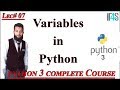 Python Tutorial in Urdu | Hindi | Variables and Data Types in Python - Details with Examples