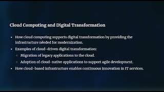 BIT3343 ITSM Topic 2 Part 2 IT Infrastructure and Cloud Computing