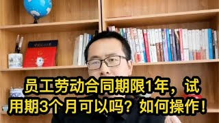 员工劳动合同期限1年，试用期3个月可以吗？如何操作！