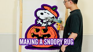 Handmade Tufted Rug | Snoopy with pumpkin for Halloween #diy #art #rug