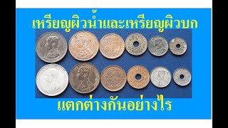 เหรียญ ร.5 เหรียญสตางค์รู ผิวน้ำกับผิวบก แตกต่างกันอย่างไร Thai old coin