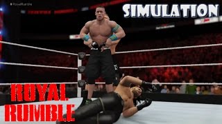 WWE 2K16 SIMULATION: Brock Lesnar vs John Cena vs Seth Rollins | Royal Rumble 2015 Highlights